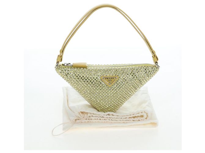 PRADA Schultertasche Satin Strass Gold Auth BA16050M Golden - Ansicht 24