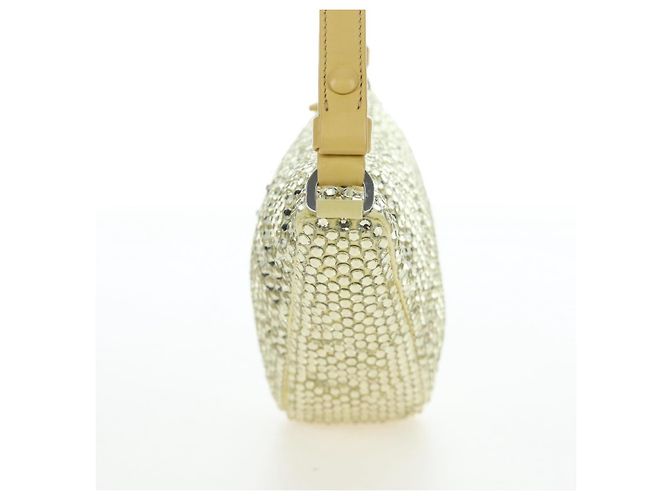 PRADA Schultertasche Satin Strass Gold Auth BA16050M Golden - Ansicht 4