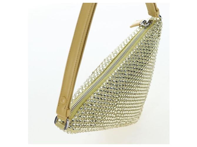 PRADA Schultertasche Satin Strass Gold Auth BA16050M Golden - Ansicht 6