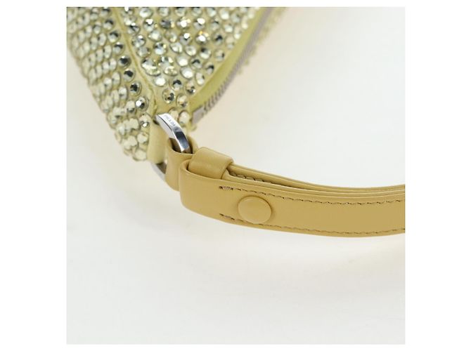 PRADA Schultertasche Satin Strass Gold Auth BA16050M Golden - Ansicht 8