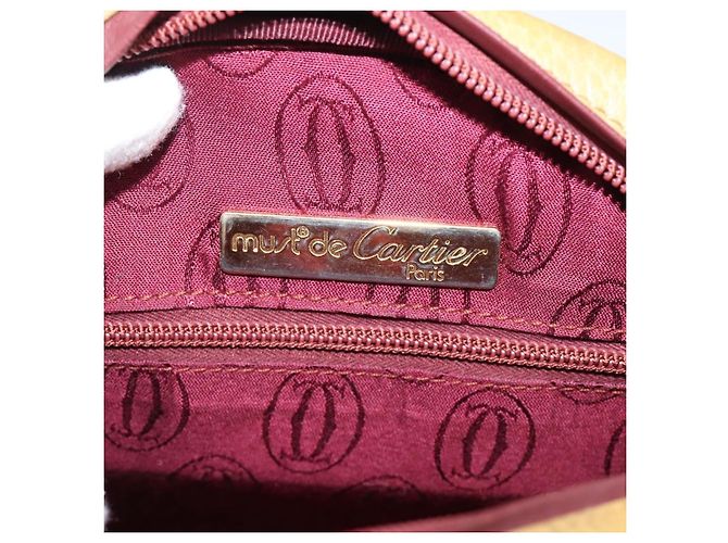 Borsa a tracolla Cartier Must Line Trinity in pelle beige e oro autentica 207443 D'oro - vista 16
