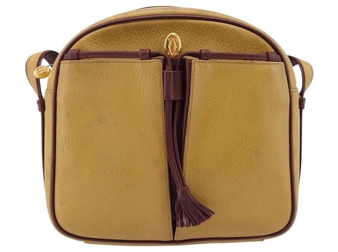 Borsa a tracolla Cartier Must Line Trinity in pelle beige e oro autentica 207443 D'oro - vista 2