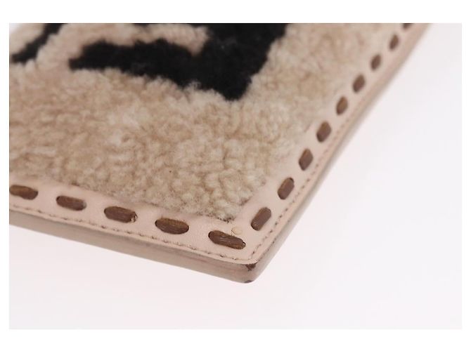 FENDI Pochette Smartphone Pelliccia Beige Tono Oro 7AS047 Auth BA16127V - vista 10