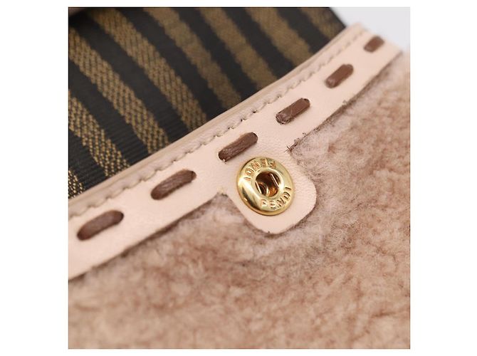 FENDI Pochette Smartphone Pelliccia Beige Tono Oro 7AS047 Auth BA16127V - vista 15