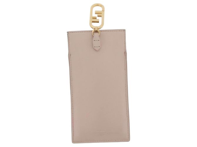 FENDI Pochette Smartphone Pelliccia Beige Tono Oro 7AS047 Auth BA16127V - vista 3