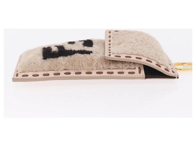 FENDI Pochette Smartphone Pelliccia Beige Tono Oro 7AS047 Auth BA16127V - vista 4
