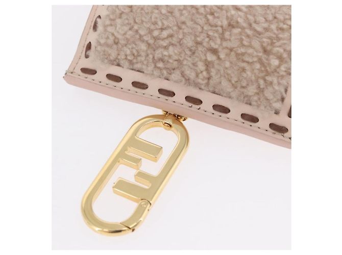 FENDI Pochette Smartphone Pelliccia Beige Tono Oro 7AS047 Auth BA16127V - vista 7