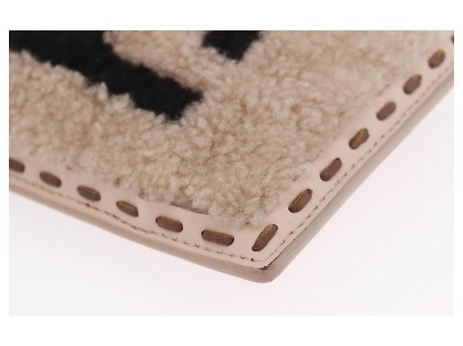 FENDI Pochette Smartphone Pelliccia Beige Tono Oro 7AS047 Auth BA16127V - vista 9