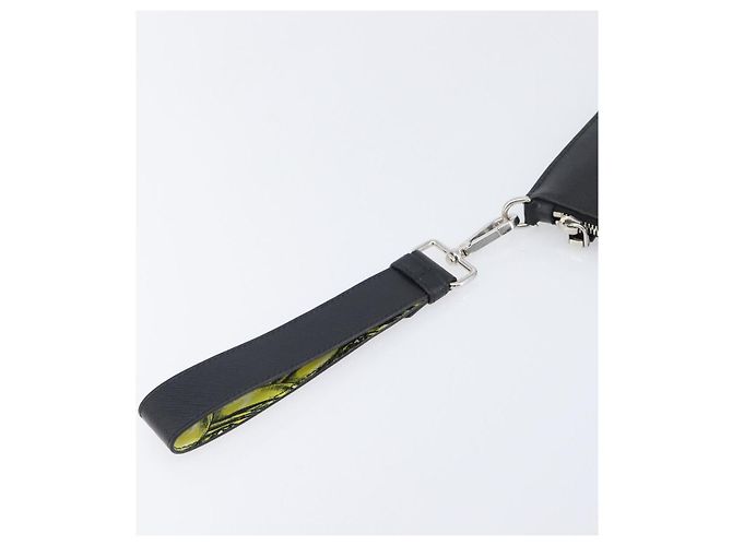 Saffiano Borsa a pochette PRADA in pelle Safiano Nero Argento Auth 206786M - vista 12