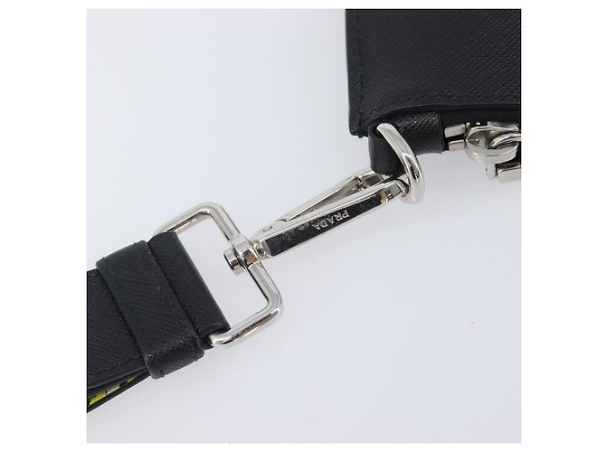 Saffiano Borsa a pochette PRADA in pelle Safiano Nero Argento Auth 206786M - vista 13