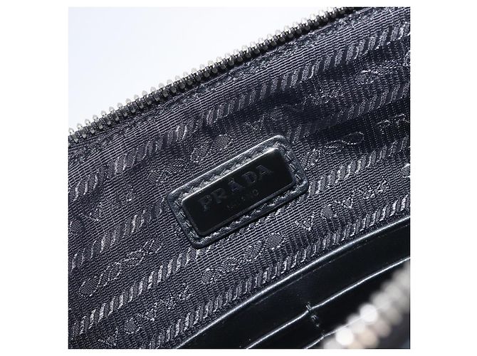 Saffiano Borsa a pochette PRADA in pelle Safiano Nero Argento Auth 206786M - vista 17