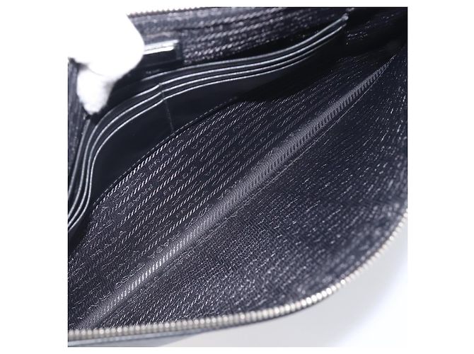 Saffiano Borsa a pochette PRADA in pelle Safiano Nero Argento Auth 206786M - vista 18