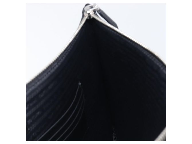 Saffiano Borsa a pochette PRADA in pelle Safiano Nero Argento Auth 206786M - vista 19