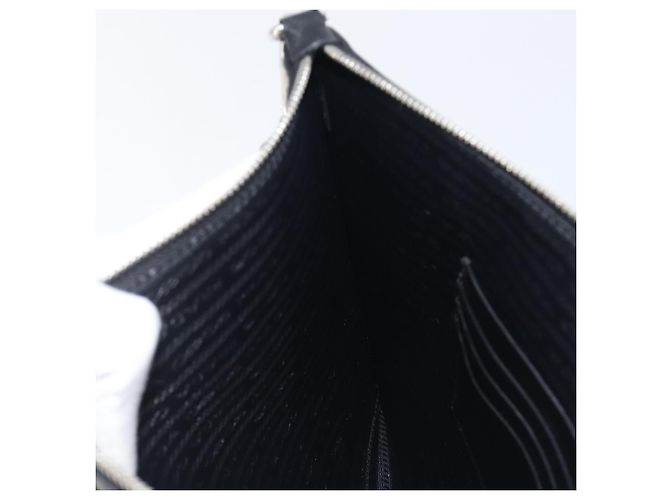 Saffiano Borsa a pochette PRADA in pelle Safiano Nero Argento Auth 206786M - vista 20