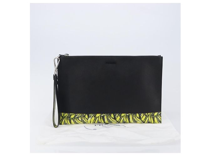Saffiano Borsa a pochette PRADA in pelle Safiano Nero Argento Auth 206786M - vista 26