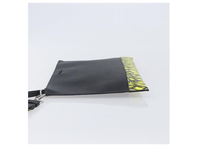 Saffiano Borsa a pochette PRADA in pelle Safiano Nero Argento Auth 206786M - vista 5