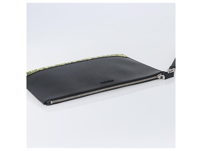 Saffiano Borsa a pochette PRADA in pelle Safiano Nero Argento Auth 206786M - vista 6