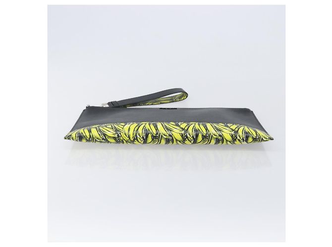 Saffiano Borsa a pochette PRADA in pelle Safiano Nero Argento Auth 206786M - vista 7