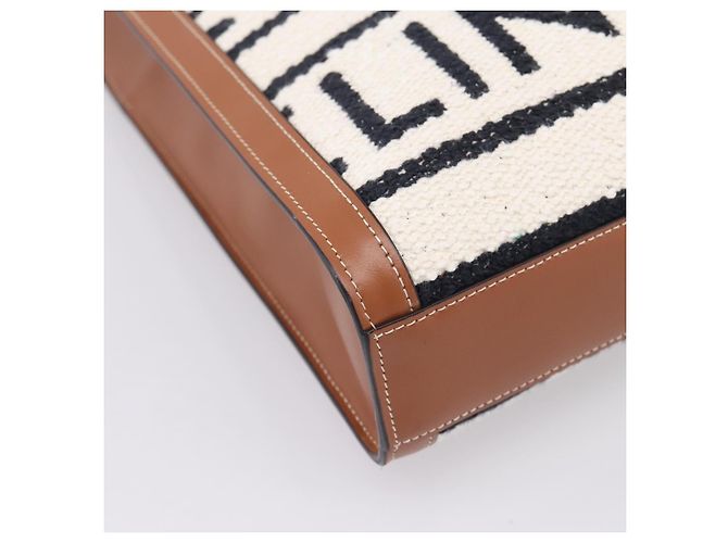 Céline CELINE Small Vertical Cabas Handtasche Canvas 2way Ivory Gold Auth 206883M Golden Roh - Ansicht 13