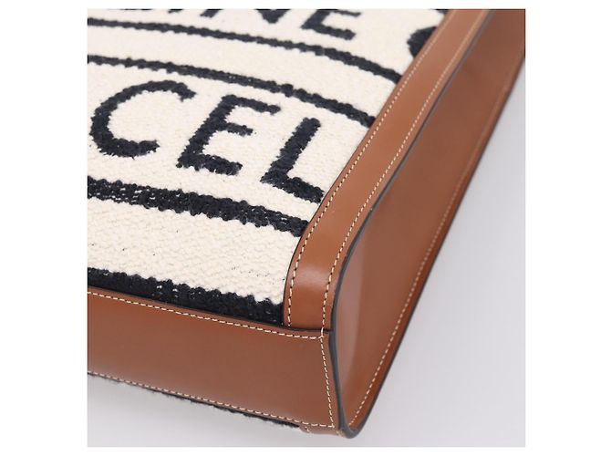 Céline CELINE Small Vertical Cabas Handtasche Canvas 2way Ivory Gold Auth 206883M Golden Roh - Ansicht 14