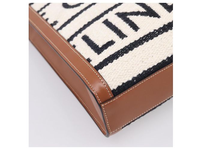 Céline CELINE Small Vertical Cabas Handtasche Canvas 2way Ivory Gold Auth 206883M Golden Roh - Ansicht 15