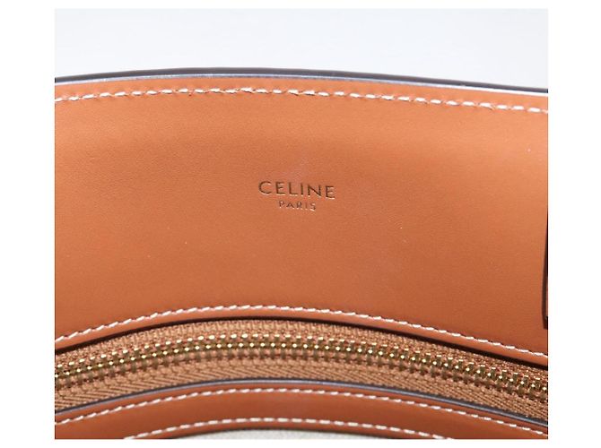 Céline CELINE Small Vertical Cabas Handtasche Canvas 2way Ivory Gold Auth 206883M Golden Roh - Ansicht 16