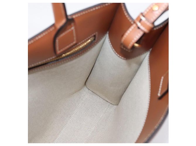 Céline CELINE Small Vertical Cabas Handtasche Canvas 2way Ivory Gold Auth 206883M Golden Roh - Ansicht 18