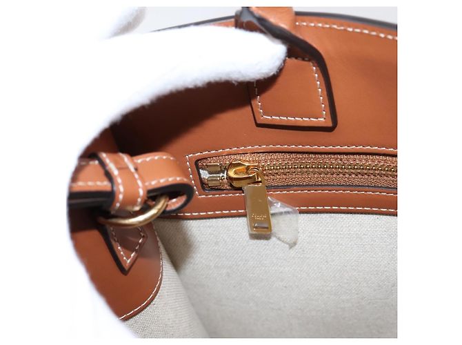 Céline CELINE Small Vertical Cabas Handtasche Canvas 2way Ivory Gold Auth 206883M Golden Roh - Ansicht 20