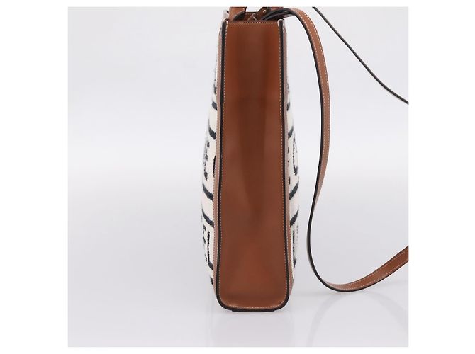 Céline CELINE Small Vertical Cabas Handtasche Canvas 2way Ivory Gold Auth 206883M Golden Roh - Ansicht 4