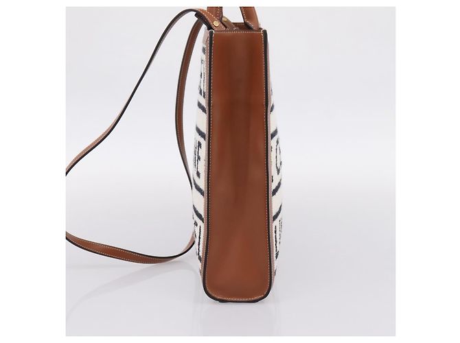 Céline CELINE Small Vertical Cabas Handtasche Canvas 2way Ivory Gold Auth 206883M Golden Roh - Ansicht 5