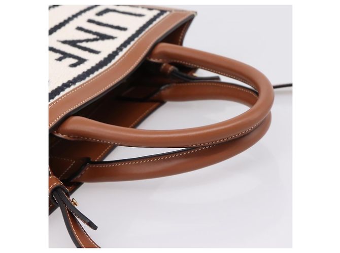 Céline CELINE Small Vertical Cabas Handtasche Canvas 2way Ivory Gold Auth 206883M Golden Roh - Ansicht 7