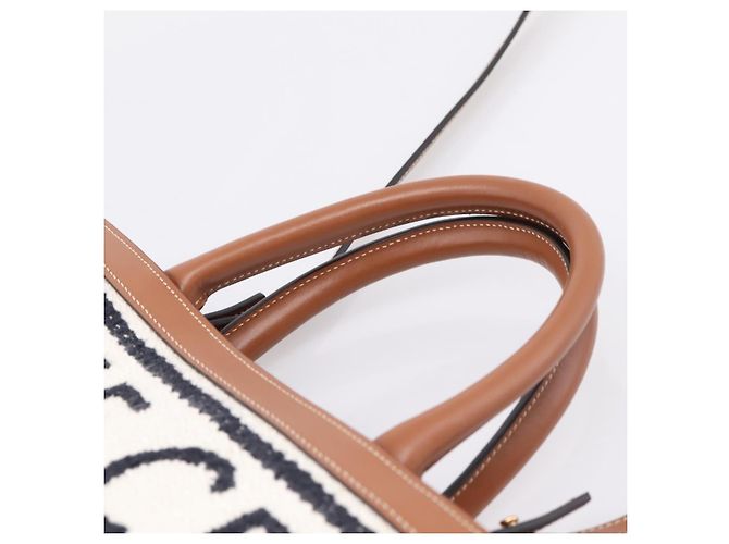 Céline CELINE Small Vertical Cabas Handtasche Canvas 2way Ivory Gold Auth 206883M Golden Roh - Ansicht 8