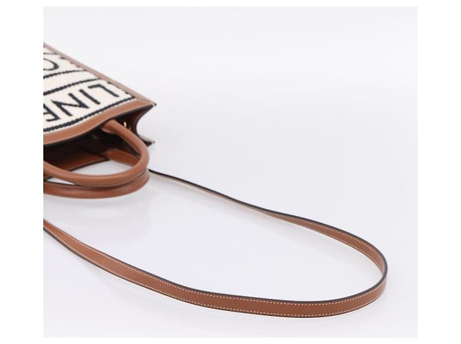 Céline CELINE Small Vertical Cabas Handtasche Canvas 2way Ivory Gold Auth 206883M Golden Roh - Ansicht 9