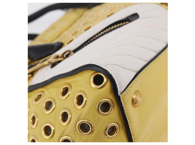 Borsa Miu Miu Biker in pelle 2way Giallo Oro Auth 207612A D'oro - vista 10