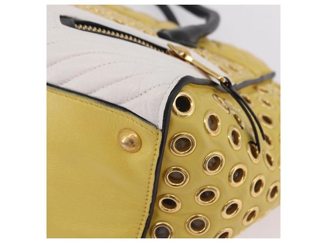 Borsa Miu Miu Biker in pelle 2way Giallo Oro Auth 207612A D'oro - vista 14