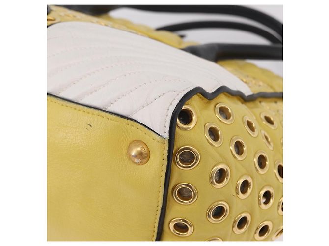 Borsa Miu Miu Biker in pelle 2way Giallo Oro Auth 207612A D'oro - vista 16