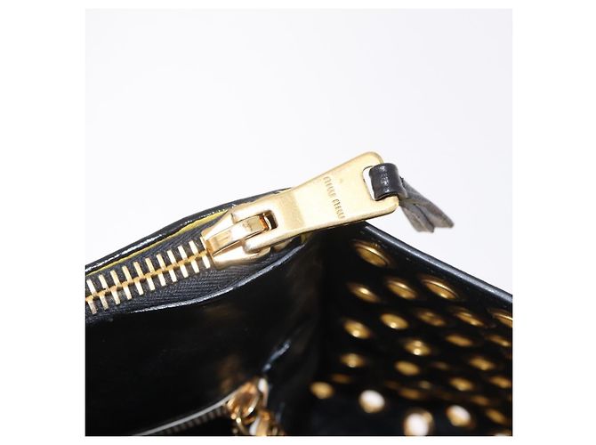 Borsa Miu Miu Biker in pelle 2way Giallo Oro Auth 207612A D'oro - vista 23
