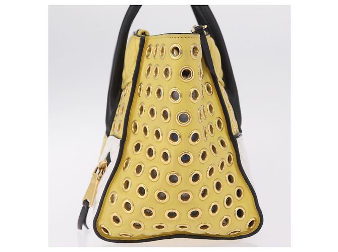 Borsa Miu Miu Biker in pelle 2way Giallo Oro Auth 207612A D'oro - vista 3