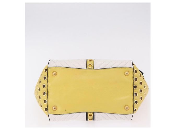 Borsa Miu Miu Biker in pelle 2way Giallo Oro Auth 207612A D'oro - vista 5