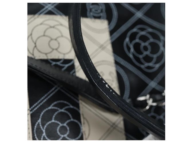 Borsa Tote a Tracolla con Catena CHANEL PVC Canvas 2way Nero Argento CC Auth LN223M - vista 12