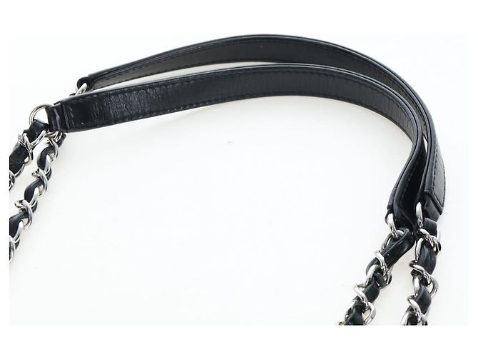 Borsa Tote a Tracolla con Catena CHANEL PVC Canvas 2way Nero Argento CC Auth LN223M - vista 15