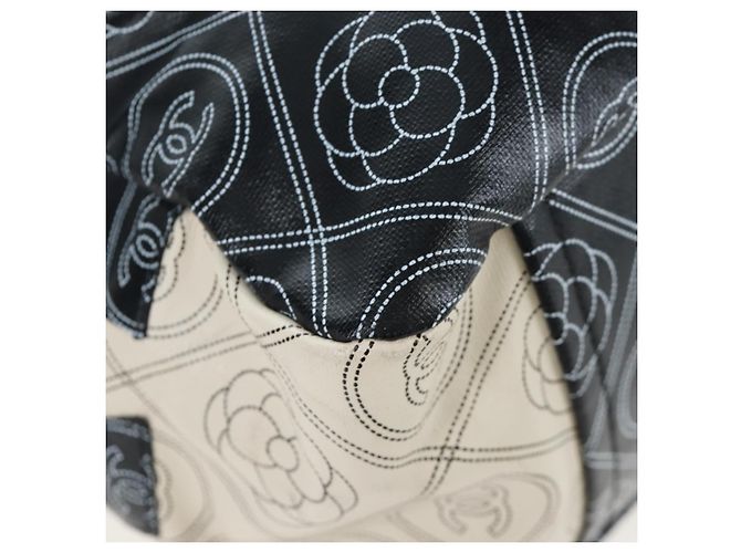 Borsa Tote a Tracolla con Catena CHANEL PVC Canvas 2way Nero Argento CC Auth LN223M - vista 17
