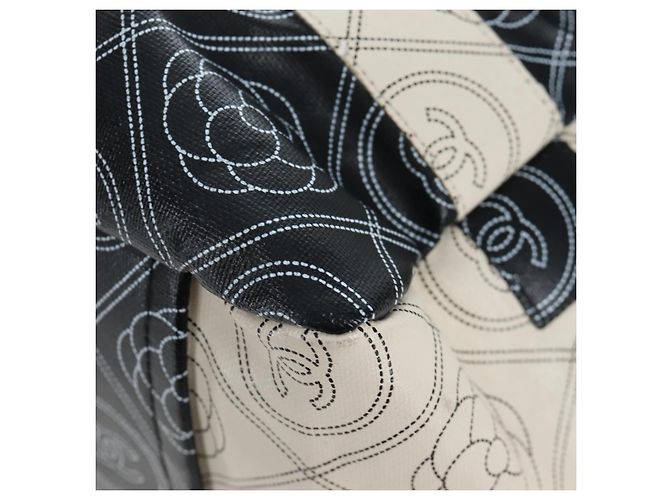 Borsa Tote a Tracolla con Catena CHANEL PVC Canvas 2way Nero Argento CC Auth LN223M - vista 18