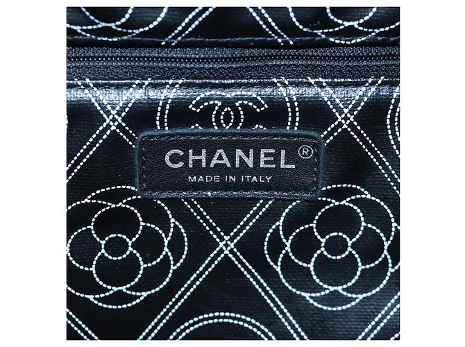 Borsa Tote a Tracolla con Catena CHANEL PVC Canvas 2way Nero Argento CC Auth LN223M - vista 22
