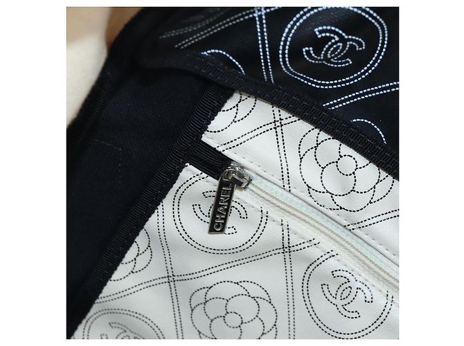 Borsa Tote a Tracolla con Catena CHANEL PVC Canvas 2way Nero Argento CC Auth LN223M - vista 27