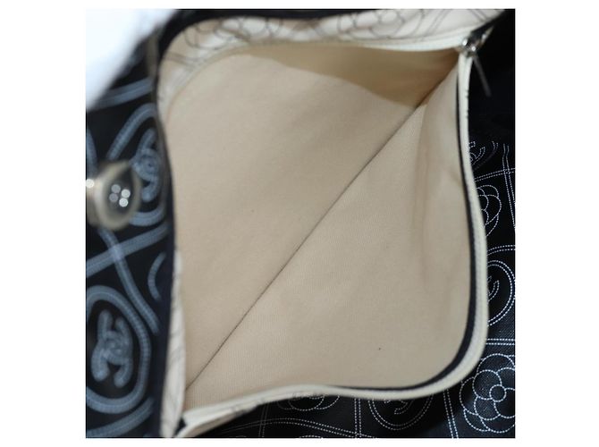 Borsa Tote a Tracolla con Catena CHANEL PVC Canvas 2way Nero Argento CC Auth LN223M - vista 28