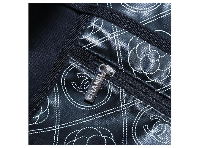 Borsa Tote a Tracolla con Catena CHANEL PVC Canvas 2way Nero Argento CC Auth LN223M - vista 29