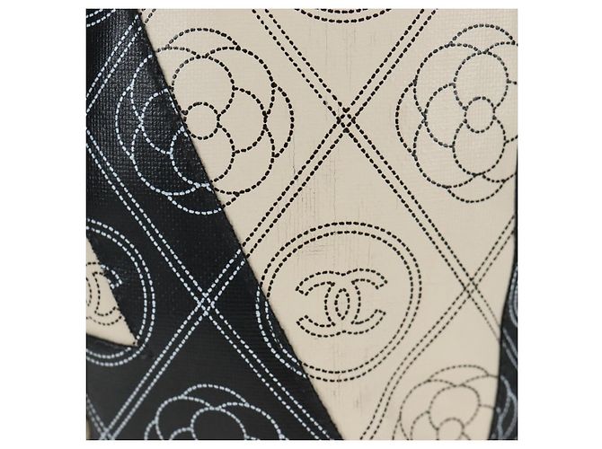 Borsa Tote a Tracolla con Catena CHANEL PVC Canvas 2way Nero Argento CC Auth LN223M - vista 7