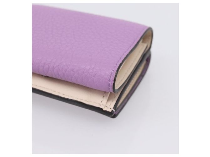 Portafoglio Compatto FENDI Peek A Boo in Pelle Viola Argento 8M0426 Auth LN099M Porpora - vista 10