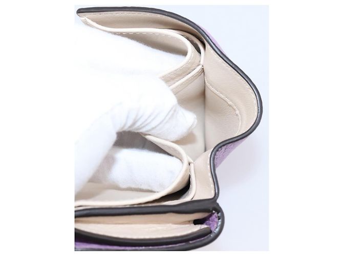 Portafoglio Compatto FENDI Peek A Boo in Pelle Viola Argento 8M0426 Auth LN099M Porpora - vista 18